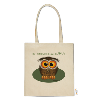 Motiv: Baumwolltasche - Unheilbar gUHUt - bestimme auf Wunsch Details wie Produkt, Grösse, Farbe und Position selbst ! Motiv: Baumwolltasche - Unheilbar gUHUt
