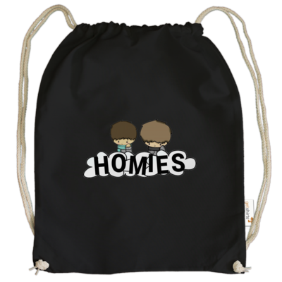 Motiv: Cotton Gymsac - Homies-Together - bestimme auf Wunsch Details wie Produkt, Grösse, Farbe und Position selbst ! Motiv: Cotton Gymsac - Homies-Together