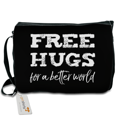 Motiv: Schultertasche - Free Hugs #01 - bestimme auf Wunsch Details wie Produkt, Grösse, Farbe und Position selbst ! Motiv: Schultertasche - Free Hugs #01