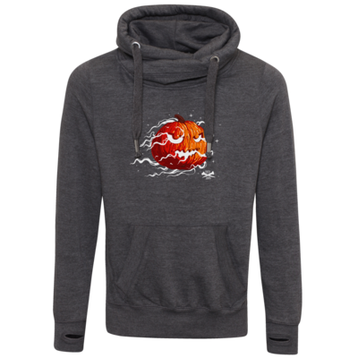 Motiv: Cross Neck Hoodie - Halloween 2019 - Kürbis - bestimme auf Wunsch Details wie Produkt, Grösse, Farbe und Position selbst ! Motiv: Cross Neck Hoodie - Halloween 2019 - Kürbis