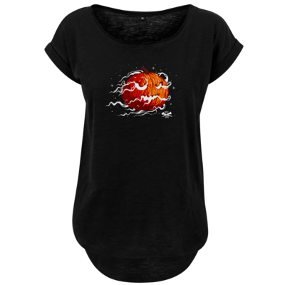 Motiv: Ladies Long Slub Tee - Halloween 2019 - Kürbis - bestimme auf Wunsch Details wie Produkt, Grösse, Farbe und Position selbst ! Motiv: Ladies Long Slub Tee - Halloween 2019 - Kürbis