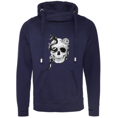 Motiv: Cross Neck Hoodie - Totenkopf - bestimme auf Wunsch Details wie Produkt, Grösse, Farbe und Position selbst ! Motiv: Cross Neck Hoodie - Totenkopf