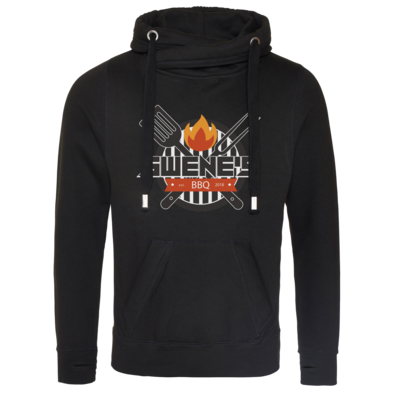 Motiv: Cross Neck Hoodie - Swene´s BBQ - bestimme auf Wunsch Details wie Produkt, Grösse, Farbe und Position selbst ! Motiv: Cross Neck Hoodie - Swene´s BBQ