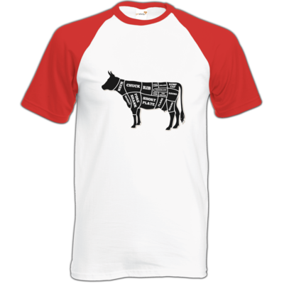 Motiv: Baseball-T FAIR WEAR - BEEF CUTS - bestimme auf Wunsch Details wie Produkt, Grösse, Farbe und Position selbst ! Motiv: Baseball-T FAIR WEAR - BEEF CUTS