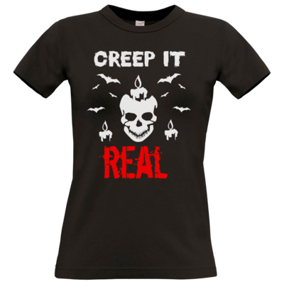 Motiv: T-Shirt Damen Premium FAIR WEAR - Creep it Real - bestimme auf Wunsch Details wie Produkt, Grösse, Farbe und Position selbst ! Motiv: T-Shirt Damen Premium FAIR WEAR - Creep it Real