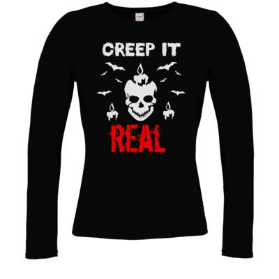 Motiv: Longsleeve Damen Organic - Creep it Real - bestimme auf Wunsch Details wie Produkt, Grösse, Farbe und Position selbst ! Motiv: Longsleeve Damen Organic - Creep it Real