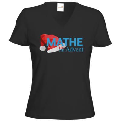 Motiv: T-Shirts Damen V-Neck FAIR WEAR - Mathe im Advent Logo - bestimme auf Wunsch Details wie Produkt, Grösse, Farbe und Position selbst ! Motiv: T-Shirts Damen V-Neck FAIR WEAR - Mathe im Advent Logo