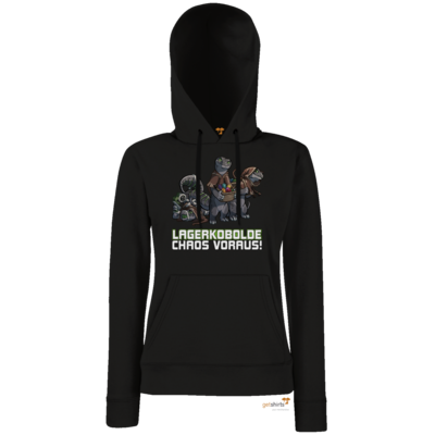 Motiv: Hoodie Damen Classic - Ulisses - Lagerkobolde Chaos voraus! - bestimme auf Wunsch Details wie Produkt, Grösse, Farbe und Position selbst ! Motiv: Hoodie Damen Classic - Ulisses - Lagerkobolde Chaos voraus!