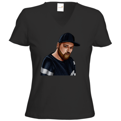 Motiv: T-Shirts Damen V-Neck FAIR WEAR - Deroxs Porträt - bestimme auf Wunsch Details wie Produkt, Grösse, Farbe und Position selbst ! Motiv: T-Shirts Damen V-Neck FAIR WEAR - Deroxs Porträt