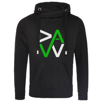 Motiv: Cross Neck Hoodie - DaW-Logo Grün - bestimme auf Wunsch Details wie Produkt, Grösse, Farbe und Position selbst ! Motiv: Cross Neck Hoodie - DaW-Logo Grün