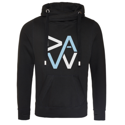 Motiv: Cross Neck Hoodie - DaW-Logo Hellblau - bestimme auf Wunsch Details wie Produkt, Grösse, Farbe und Position selbst ! Motiv: Cross Neck Hoodie - DaW-Logo Hellblau