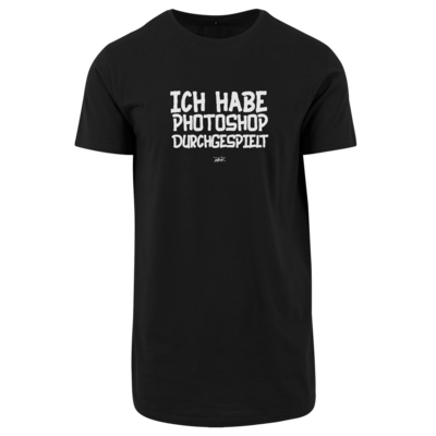 Motiv: Shaped Long Tee - Ich hab PS durchgespielt - bestimme auf Wunsch Details wie Produkt, Grösse, Farbe und Position selbst ! Motiv: Shaped Long Tee - Ich hab PS durchgespielt