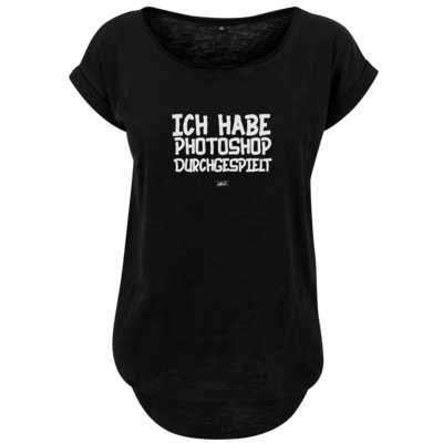 Motiv: Ladies Long Slub Tee - Ich hab PS durchgespielt - bestimme auf Wunsch Details wie Produkt, Grösse, Farbe und Position selbst ! Motiv: Ladies Long Slub Tee - Ich hab PS durchgespielt