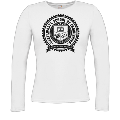 Motiv: Longsleeve Damen Organic - Bast'lwast'l School of Engineering - bestimme auf Wunsch Details wie Produkt, Grösse, Farbe und Position selbst ! Motiv: Longsleeve Damen Organic - Bast'lwast'l School of Engineering
