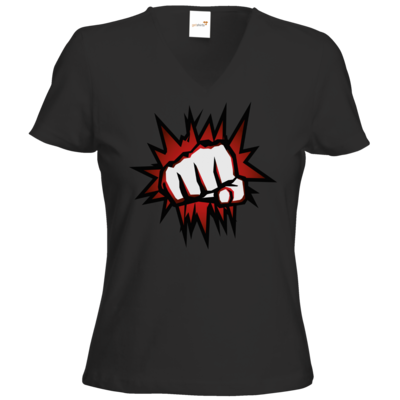 Motiv: T-Shirts Damen V-Neck FAIR WEAR - NEW Redfist - bestimme auf Wunsch Details wie Produkt, Grösse, Farbe und Position selbst ! Motiv: T-Shirts Damen V-Neck FAIR WEAR - NEW Redfist
