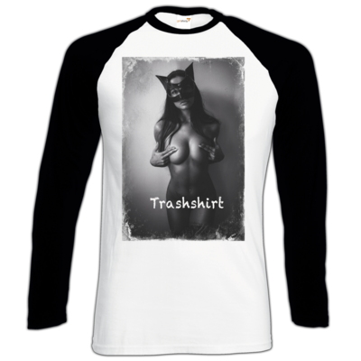 Motiv: Longsleeve Baseball T - Cat - bestimme auf Wunsch Details wie Produkt, Grösse, Farbe und Position selbst ! Motiv: Longsleeve Baseball T - Cat