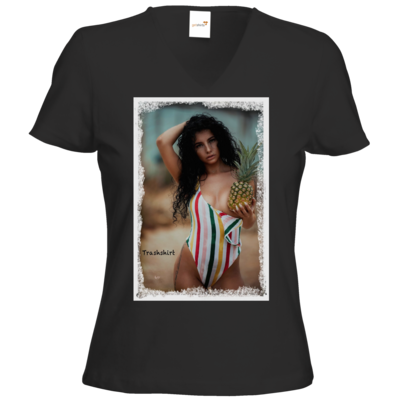 Motiv: T-Shirt Damen V-Neck Classic - Applepie - bestimme auf Wunsch Details wie Produkt, Grösse, Farbe und Position selbst ! Motiv: T-Shirt Damen V-Neck Classic - Applepie