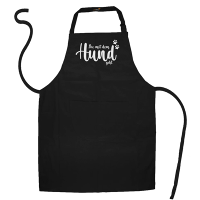 Motiv: Schürze - Die mit dem Hund geht - bestimme auf Wunsch Details wie Produkt, Grösse, Farbe und Position selbst ! Motiv: Schürze - Die mit dem Hund geht