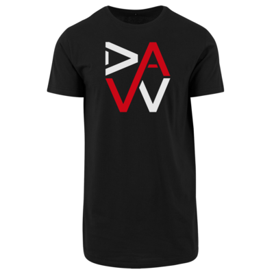 Motiv: Shaped Long Tee - DaW-Logo Rot - bestimme auf Wunsch Details wie Produkt, Grösse, Farbe und Position selbst ! Motiv: Shaped Long Tee - DaW-Logo Rot