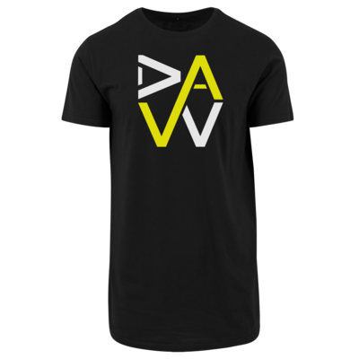 Motiv: Shaped Long Tee - DaW-Logo Gelb - bestimme auf Wunsch Details wie Produkt, Grösse, Farbe und Position selbst ! Motiv: Shaped Long Tee - DaW-Logo Gelb