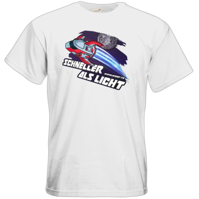 Motiv: T-Shirt Premium FAIR WEAR - schneller als licht - bestimme auf Wunsch Details wie Produkt, Grösse, Farbe und Position selbst ! Motiv: T-Shirt Premium FAIR WEAR - schneller als licht