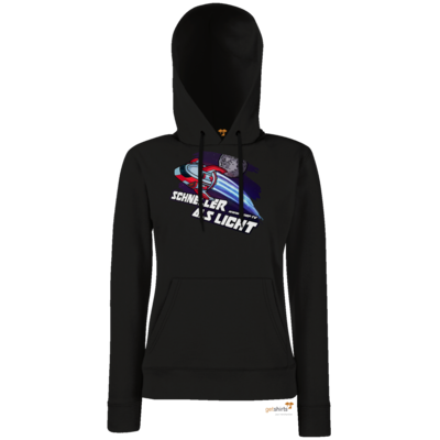 Motiv: Hoodie Damen Classic - schneller als licht - bestimme auf Wunsch Details wie Produkt, Grösse, Farbe und Position selbst ! Motiv: Hoodie Damen Classic - schneller als licht