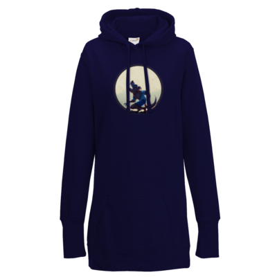 Motiv: Lady Longline Hoodie - Welf - Vollmond - bestimme auf Wunsch Details wie Produkt, Grösse, Farbe und Position selbst ! Motiv: Lady Longline Hoodie - Welf - Vollmond