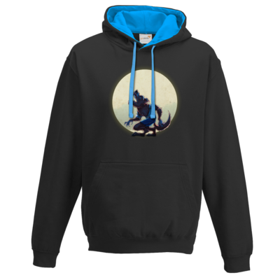 Motiv: Two-Tone Hoodie - Welf - Vollmond - bestimme auf Wunsch Details wie Produkt, Grösse, Farbe und Position selbst ! Motiv: Two-Tone Hoodie - Welf - Vollmond