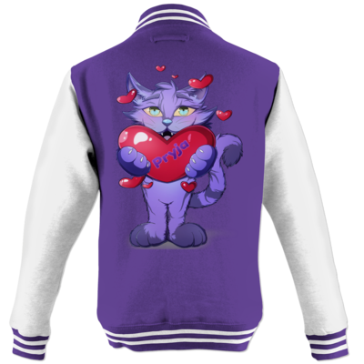 Motiv: College Jacke - Herzkatze groß - bestimme auf Wunsch Details wie Produkt, Grösse, Farbe und Position selbst ! Motiv: College Jacke - Herzkatze groß