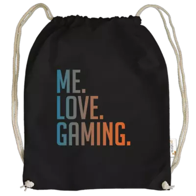 Motiv: Cotton Gymsac - Me.Love.Gaming. - bestimme auf Wunsch Details wie Produkt, Grösse, Farbe und Position selbst ! Motiv: Cotton Gymsac - Me.Love.Gaming.
