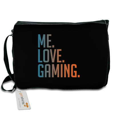Motiv: Schultertasche - Me.Love.Gaming. - bestimme auf Wunsch Details wie Produkt, Grösse, Farbe und Position selbst ! Motiv: Schultertasche - Me.Love.Gaming.