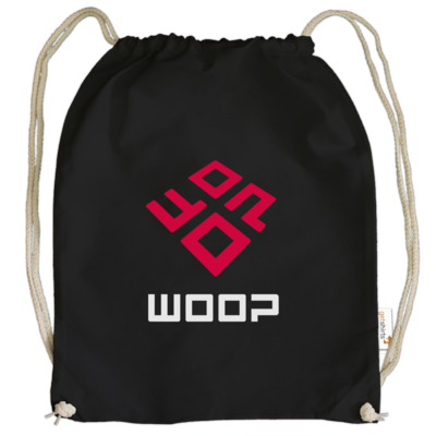 Motiv: Cotton Gymsac - Woop Logo - bestimme auf Wunsch Details wie Produkt, Grösse, Farbe und Position selbst ! Motiv: Cotton Gymsac - Woop Logo