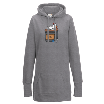 Motiv: Lady Longline Hoodie - Müllhuhn - bestimme auf Wunsch Details wie Produkt, Grösse, Farbe und Position selbst ! Motiv: Lady Longline Hoodie - Müllhuhn