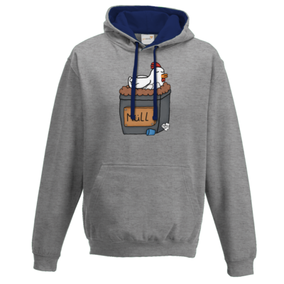 Motiv: Two-Tone Hoodie - Müllhuhn - bestimme auf Wunsch Details wie Produkt, Grösse, Farbe und Position selbst ! Motiv: Two-Tone Hoodie - Müllhuhn
