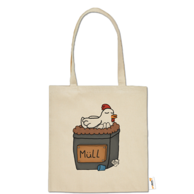 Motiv: Baumwolltasche - Müllhuhn - bestimme auf Wunsch Details wie Produkt, Grösse, Farbe und Position selbst ! Motiv: Baumwolltasche - Müllhuhn