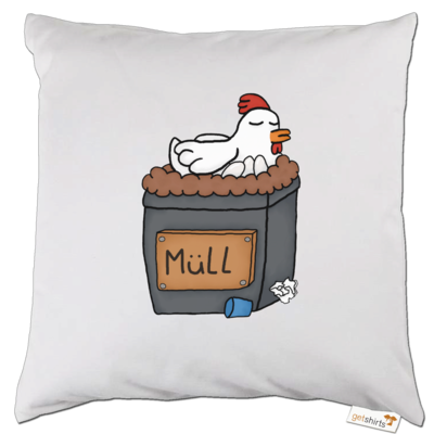 Motiv: Kissen - Müllhuhn - bestimme auf Wunsch Details wie Produkt, Grösse, Farbe und Position selbst ! Motiv: Kissen - Müllhuhn
