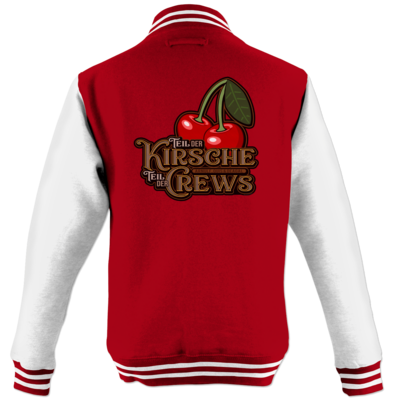 Motiv: College Jacke - Kirsche und Crews - bestimme auf Wunsch Details wie Produkt, Grösse, Farbe und Position selbst ! Motiv: College Jacke - Kirsche und Crews