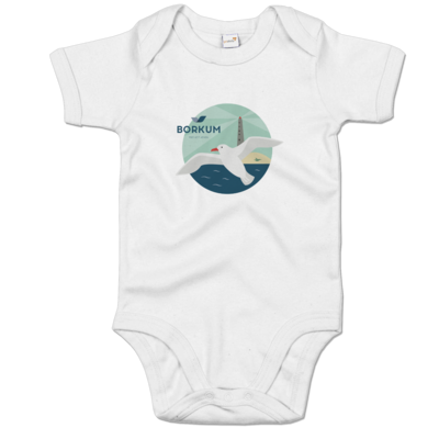 Motiv: Baby Body Organic - Möwe (mehrfarbig) - bestimme auf Wunsch Details wie Produkt, Grösse, Farbe und Position selbst ! Motiv: Baby Body Organic - Möwe (mehrfarbig)