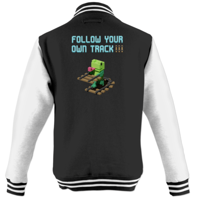 Motiv: College Jacke - Unrailed Frog - bestimme auf Wunsch Details wie Produkt, Grösse, Farbe und Position selbst ! Motiv: College Jacke - Unrailed Frog