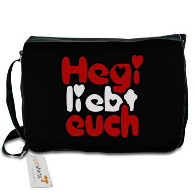Motiv: Schultertasche - Hegi liebt euch - bestimme auf Wunsch Details wie Produkt, Grösse, Farbe und Position selbst ! Motiv: Schultertasche - Hegi liebt euch