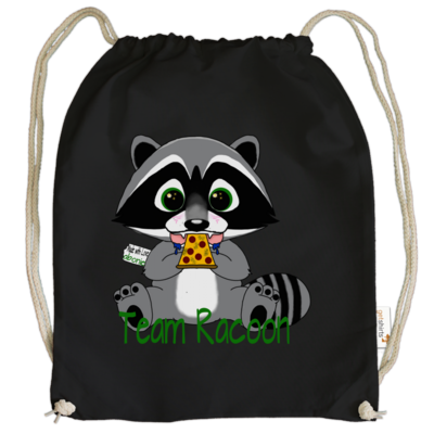Motiv: Cotton Gymsac - Team Racoon - bestimme auf Wunsch Details wie Produkt, Grösse, Farbe und Position selbst ! Motiv: Cotton Gymsac - Team Racoon