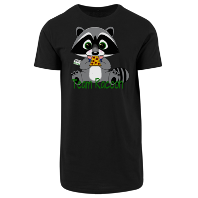 Motiv: Shaped Long Tee - Team Racoon - bestimme auf Wunsch Details wie Produkt, Grösse, Farbe und Position selbst ! Motiv: Shaped Long Tee - Team Racoon
