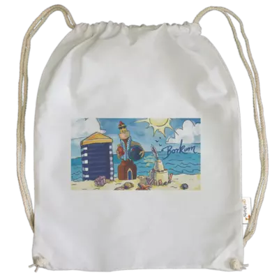 Motiv: Cotton Gymsac - Eilert am Strand - bestimme auf Wunsch Details wie Produkt, Grösse, Farbe und Position selbst ! Motiv: Cotton Gymsac - Eilert am Strand