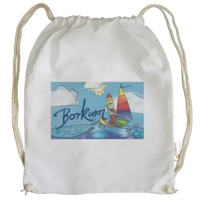 Motiv: Cotton Gymsac - Eilert surft - bestimme auf Wunsch Details wie Produkt, Grösse, Farbe und Position selbst ! Motiv: Cotton Gymsac - Eilert surft