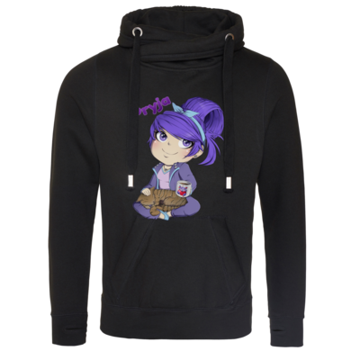 Motiv: Cross Neck Hoodie - Pryja sitzt - bestimme auf Wunsch Details wie Produkt, Grösse, Farbe und Position selbst ! Motiv: Cross Neck Hoodie - Pryja sitzt