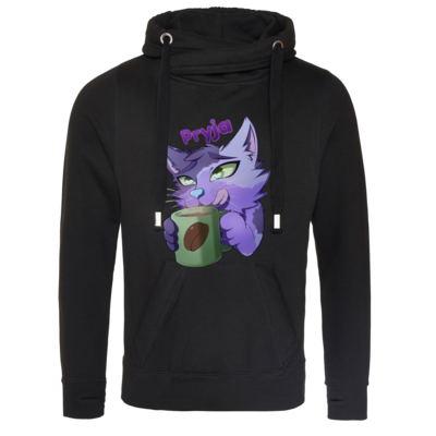 Motiv: Cross Neck Hoodie - Kaffekatze - bestimme auf Wunsch Details wie Produkt, Grösse, Farbe und Position selbst ! Motiv: Cross Neck Hoodie - Kaffekatze