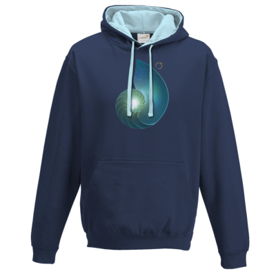 Motiv: Two-Tone Hoodie - Erdenstern Aqua - bestimme auf Wunsch Details wie Produkt, Grösse, Farbe und Position selbst ! Motiv: Two-Tone Hoodie - Erdenstern Aqua