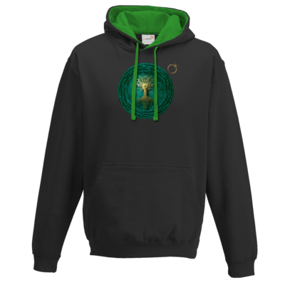 Motiv: Two-Tone Hoodie - Erdenstern Into The Green - bestimme auf Wunsch Details wie Produkt, Grösse, Farbe und Position selbst ! Motiv: Two-Tone Hoodie - Erdenstern Into The Green