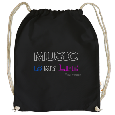 Motiv: Cotton Gymsac - Music is my life - bestimme auf Wunsch Details wie Produkt, Grösse, Farbe und Position selbst ! Motiv: Cotton Gymsac - Music is my life