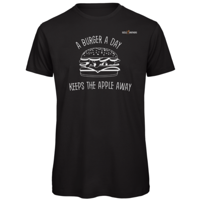 Motiv: Organic T-Shirt - SizzleBrothers - Grillen - Burger Apple - bestimme auf Wunsch Details wie Produkt, Grösse, Farbe und Position selbst ! Motiv: Organic T-Shirt - SizzleBrothers - Grillen - Burger Apple